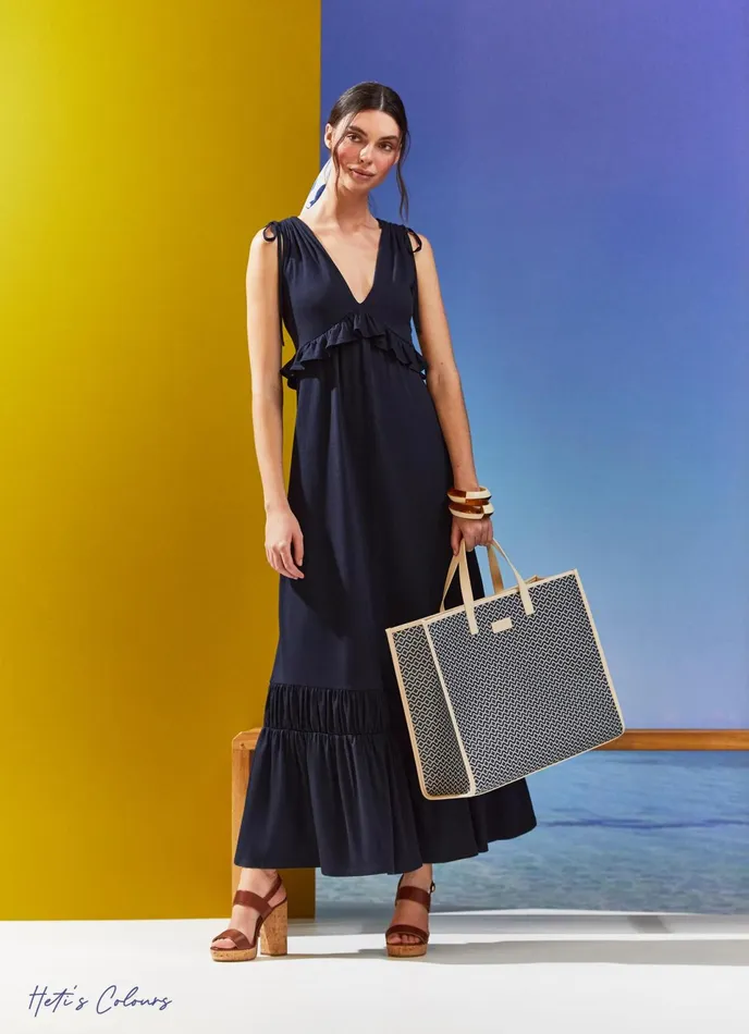 LK Bennett Amelia Navy CottonModal Maxi Dress Women Dresses