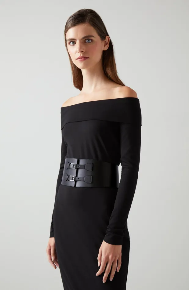 LK Bennett Camrie Black Leather Corset Belt Women Belts