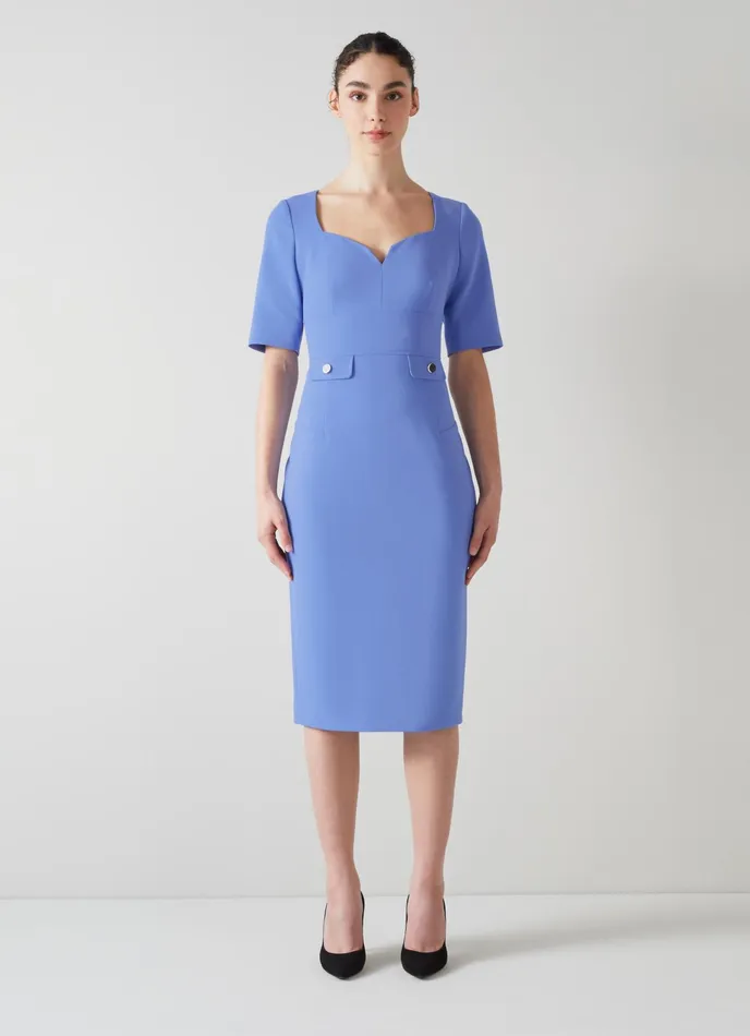 LK Bennett Diana Blue Crepe Shift Dress Women Dresses