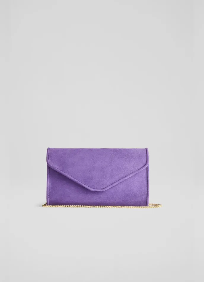 LK Bennett Dominica Black Suede Clutch Bag Women Clutch Bags