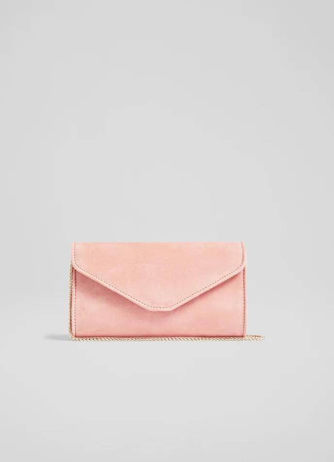LK Bennett Dominica Black Suede Clutch Bag Women Clutch Bags