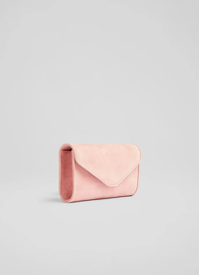LK Bennett Dominica Black Suede Clutch Bag Women Clutch Bags