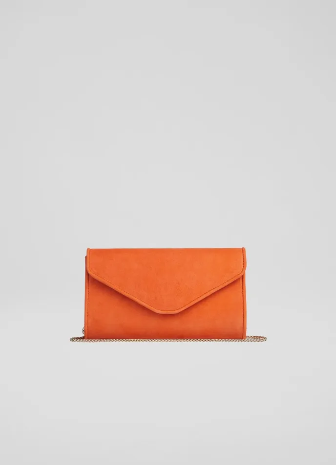 LK Bennett Dominica Black Suede Clutch Bag Women Clutch Bags
