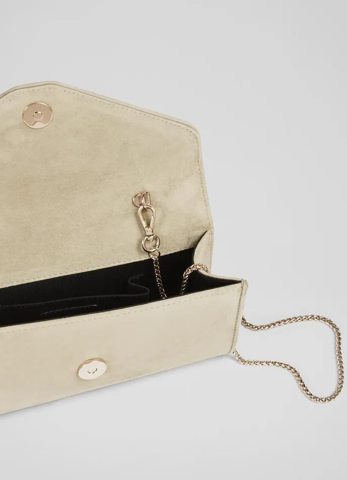 LK Bennett Dominica Black Suede Clutch Bag Women Clutch Bags
