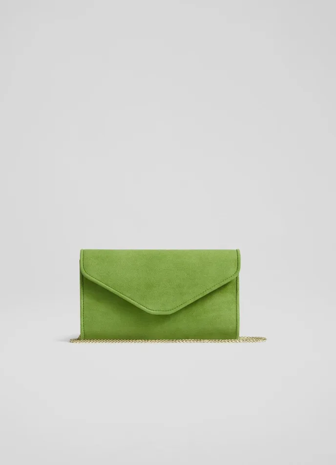 LK Bennett Dominica Black Suede Clutch Bag Women Clutch Bags