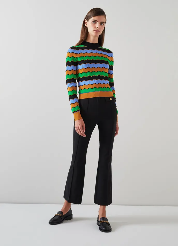 LK Bennett Elina MultiColour Wavy Knit Jumper Women Knitwear