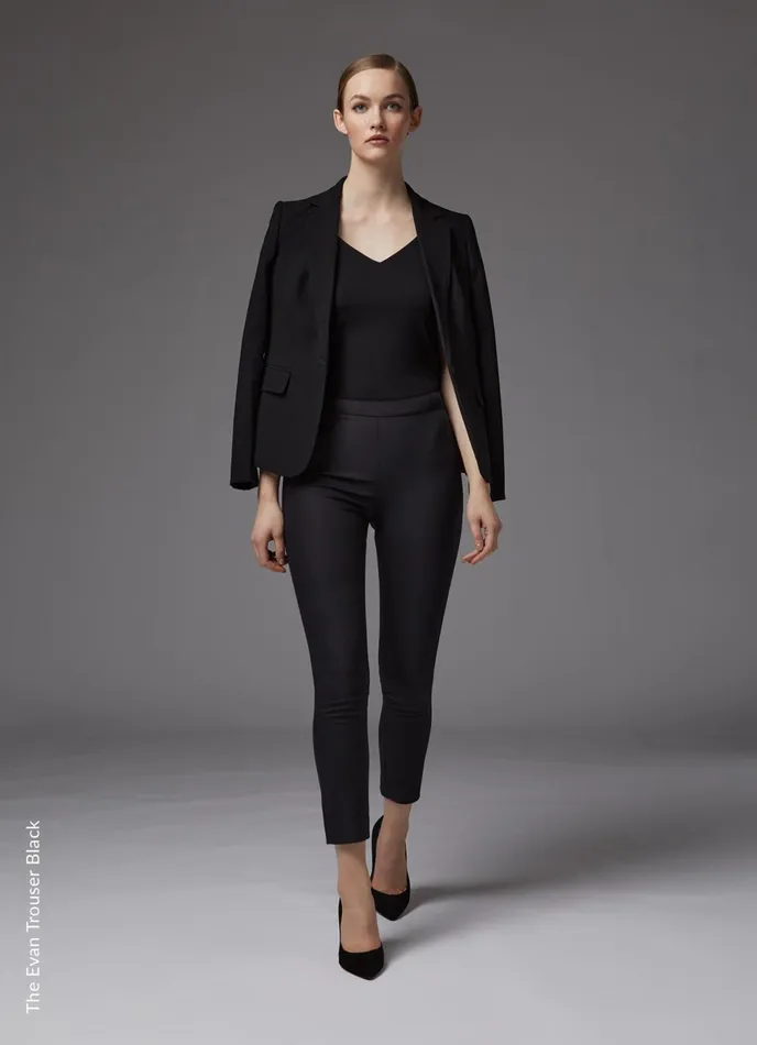 LK Bennett Evan Black Crepe SlimCut Trousers Women Trousers