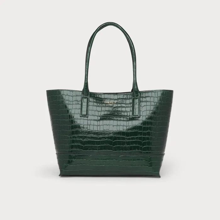 LK Bennett Lacey Black CrocEffect Leather Tote Bag Women Tote Bags