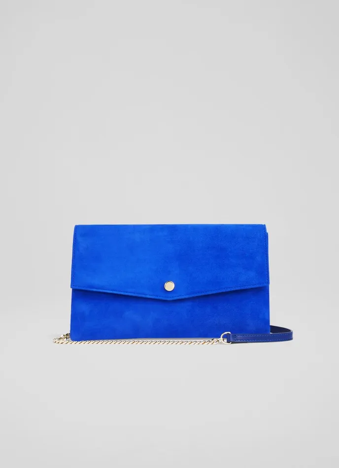 LK Bennett Layla Black Suede Envelope Clutch Women Clutch Bags