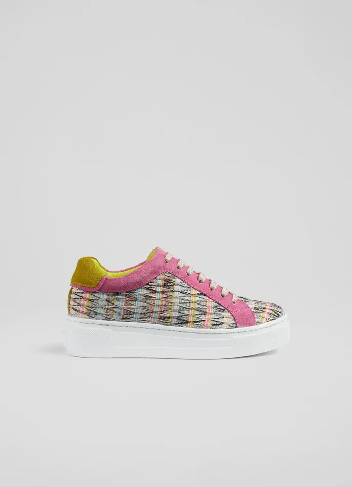 LK Bennett Lkb Lift Multi Tweed Flatform Trainers Women Flats