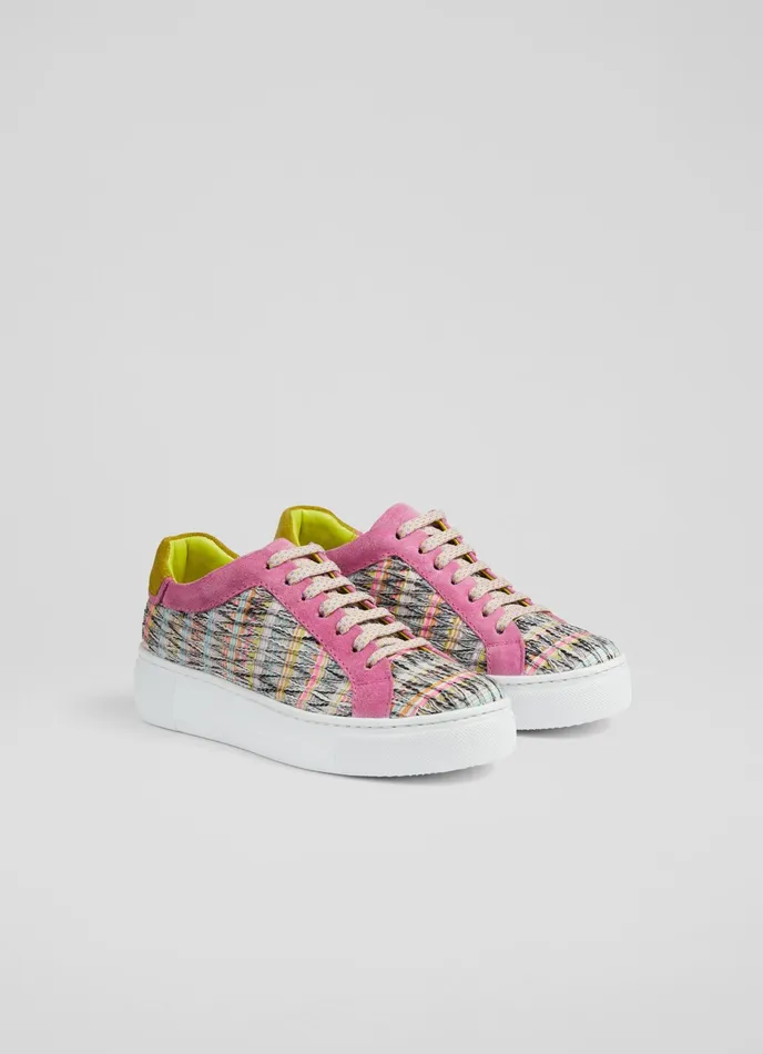 LK Bennett Lkb Lift Multi Tweed Flatform Trainers Women Flats