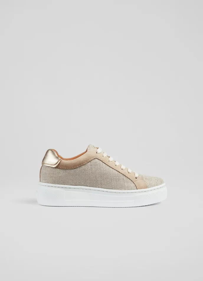 LK Bennett Lkb Lift Multi Tweed Flatform Trainers Women Flats