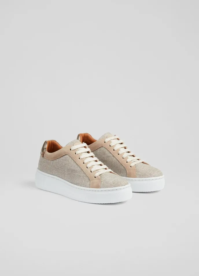 LK Bennett Lkb Lift Multi Tweed Flatform Trainers Women Flats