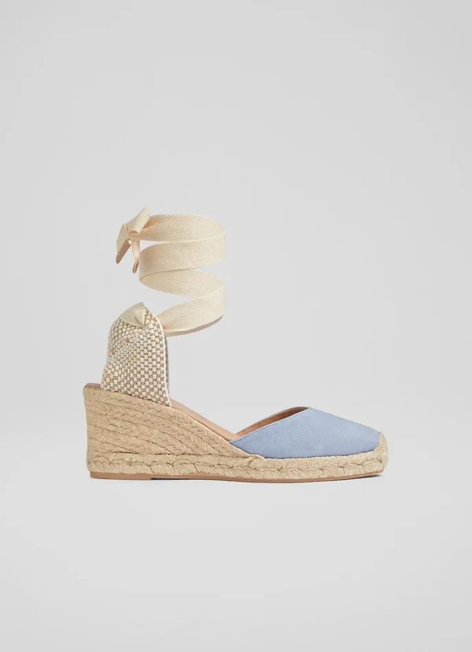 LK Bennett Maureen Blue Suede Espadrilles Women Sandals