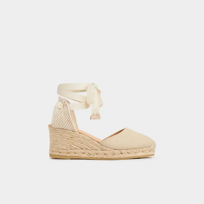 LK Bennett Maureene Black Canvas Espadrille Wedges Women Sandals