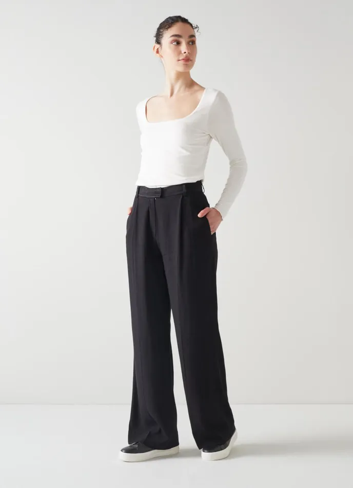LK Bennett May Ivory Lenzing Ecovero Viscose Square Neck Top Women Tops