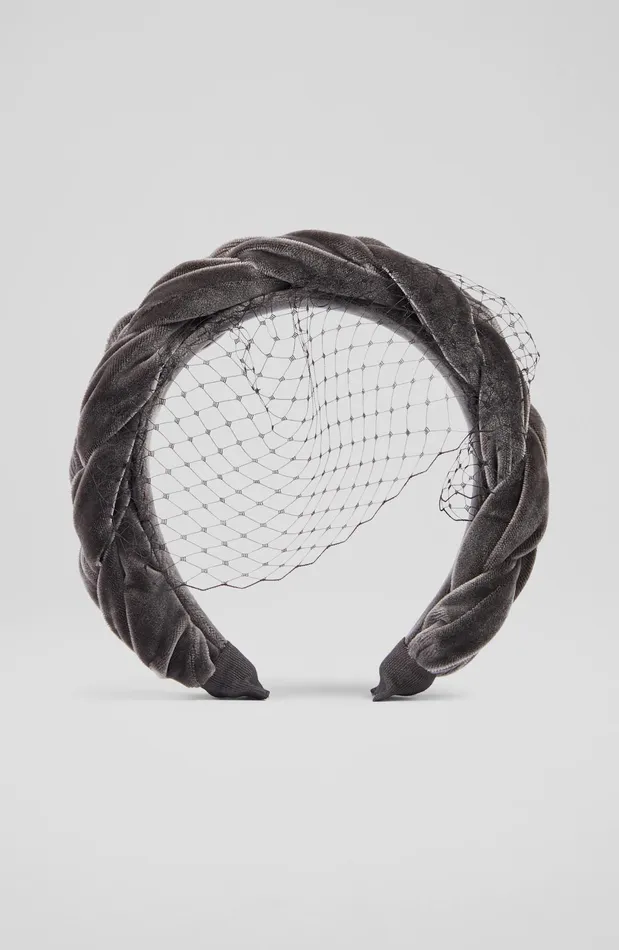 LK Bennett Melissa Grey Velvet Plaited Headband Fascinator Women Hair Accessories LK Bennett Melissa Grey Velvet Plaited Headband Fascinator Women Hair Accessories