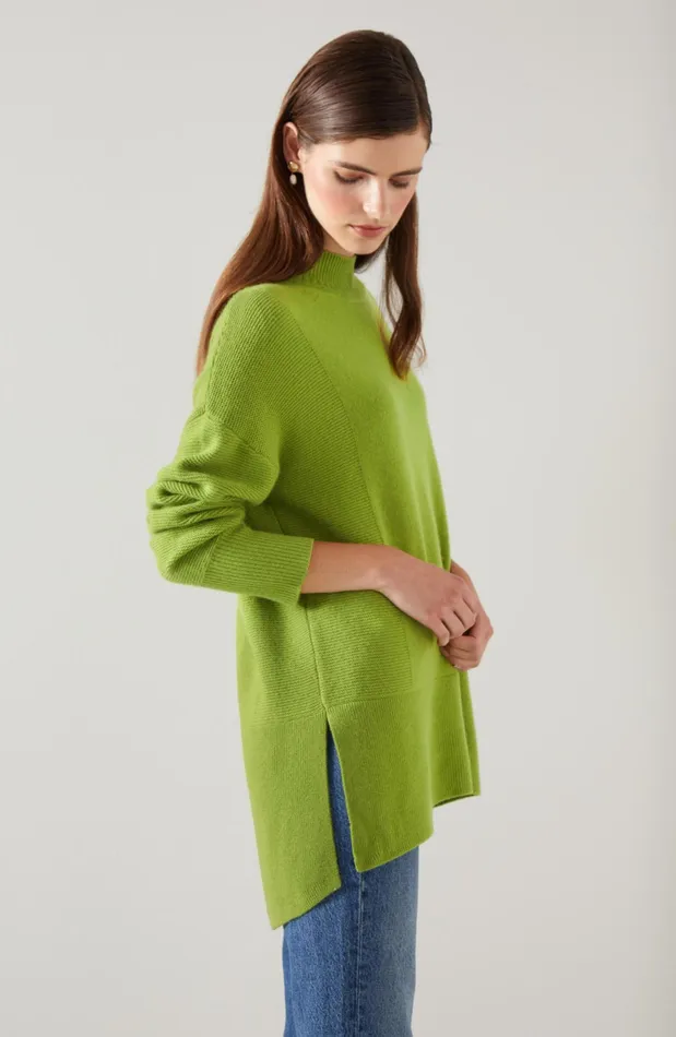 LK Bennett Milly Lime Sustainably Sourced Merino Dipped Hem Jumper Women Knitwear