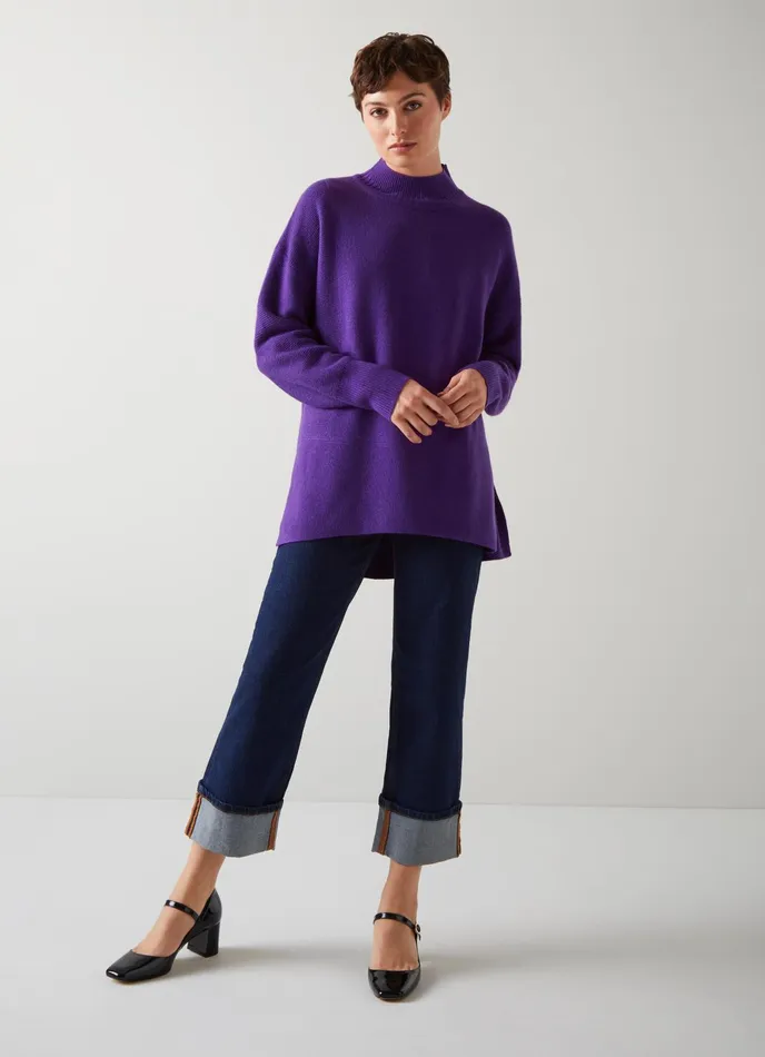 LK Bennett Milly Lime Sustainably Sourced Merino Dipped Hem Jumper Women Knitwear
