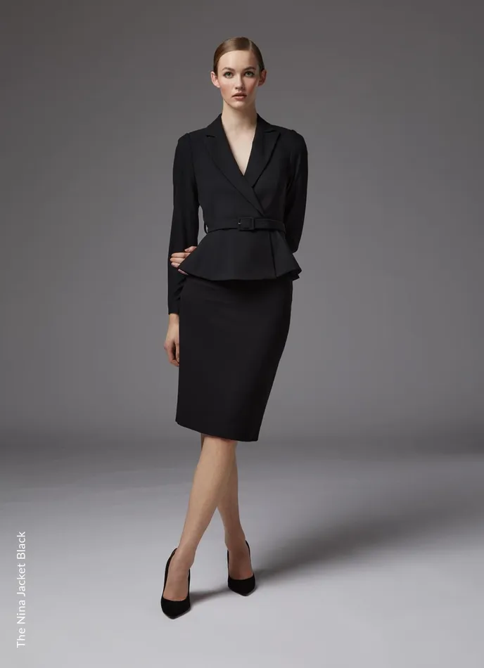 LK Bennett Nina Black Peplum Jacket Women Coats and Jackets