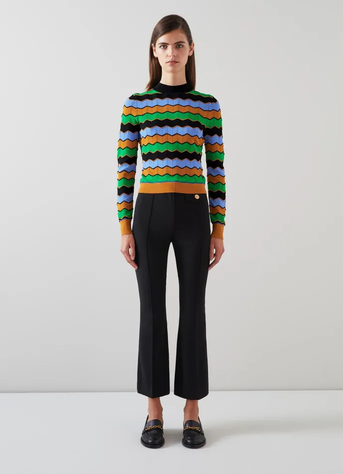 LK Bennett Soni Black ButtonDetail Tailored Trousers Women Trousers