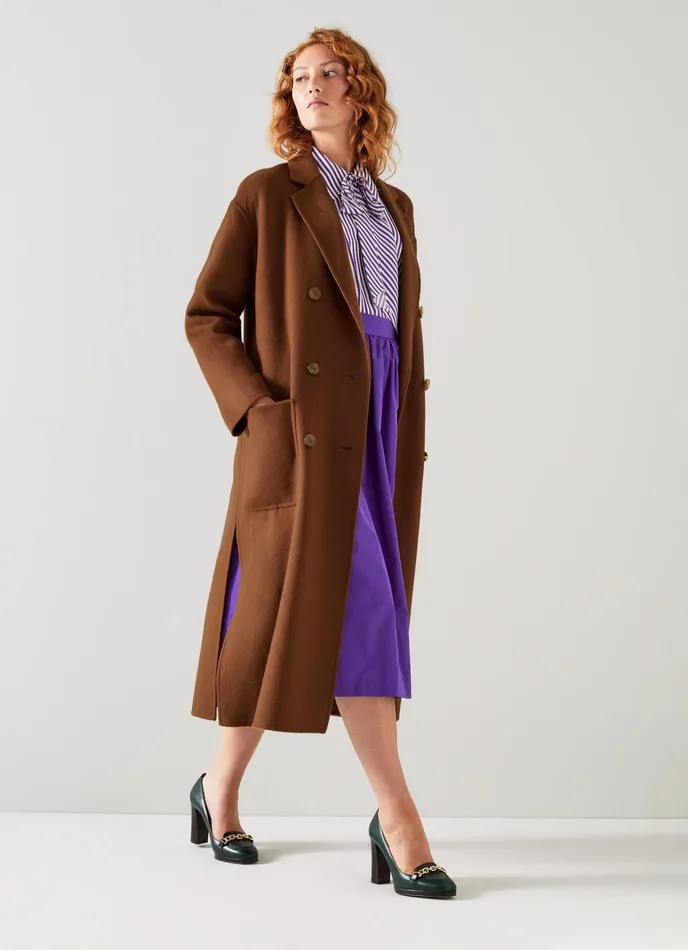 LK Bennett Tilda Brown Double Faced Wool Coat Women Coats and Jackets