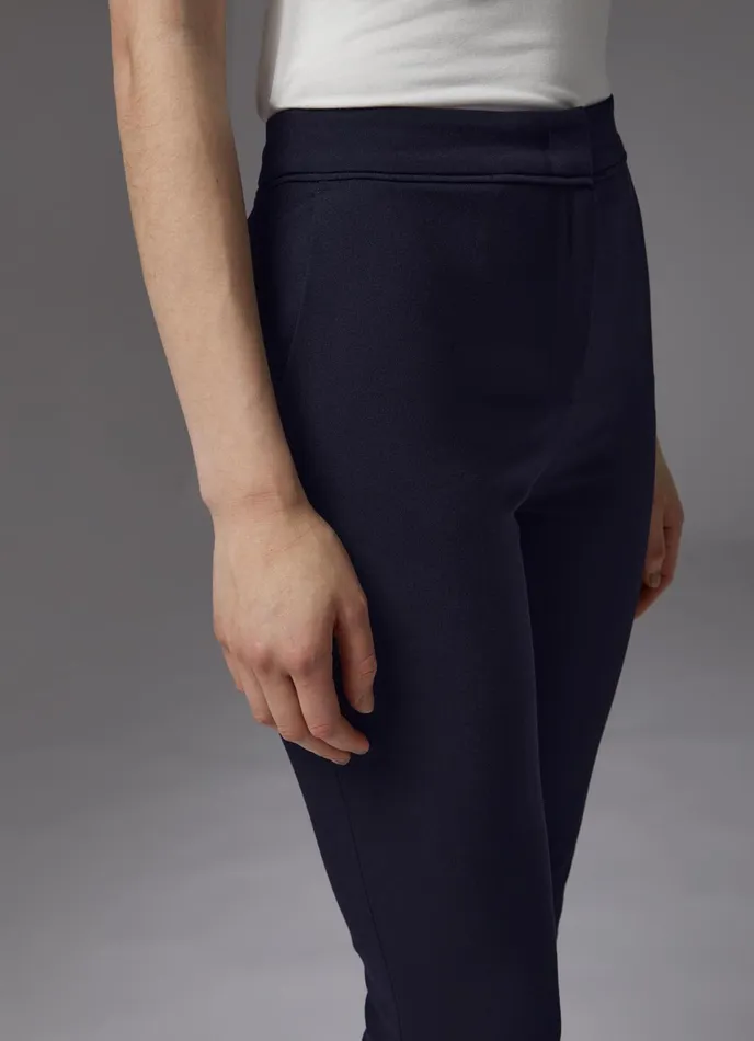 LK Bennett Wiley Navy Recycled Crepe SlimCut Trousers Women Trousers
