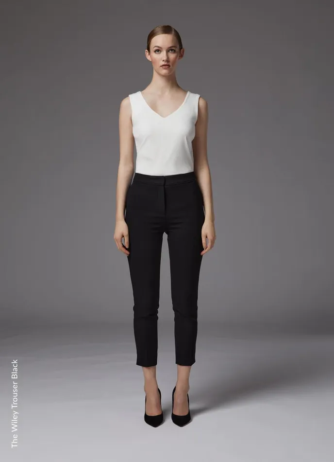 LK Bennett Wiley Navy Recycled Crepe SlimCut Trousers Women Trousers