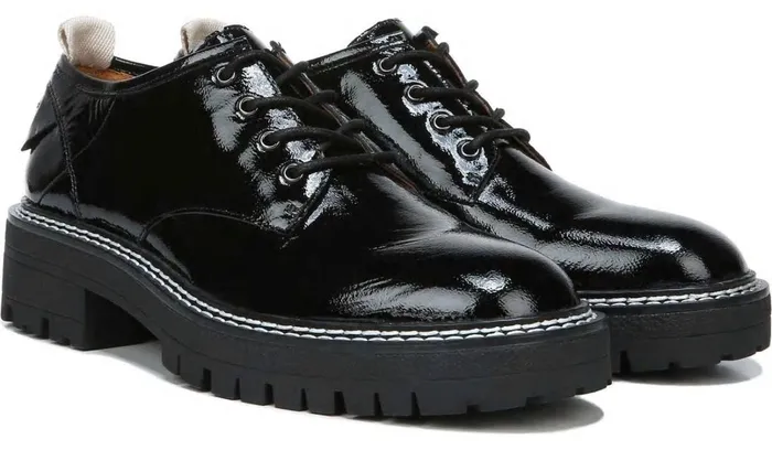 Loafers Women Franco Sarto Sarto Florita Platform Oxford Black Leather