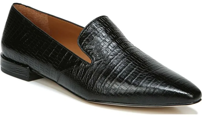 Loafers Women Franco Sarto Sarto Parma 2 Flat Black Snake Print Leather
