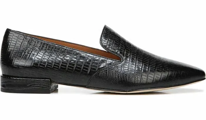 Loafers Women Franco Sarto Sarto Parma 2 Flat Black Snake Print Leather