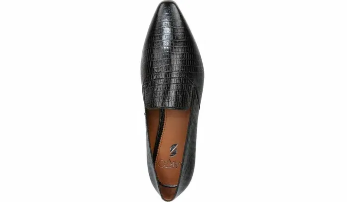 Loafers Women Franco Sarto Sarto Parma 2 Flat Black Snake Print Leather
