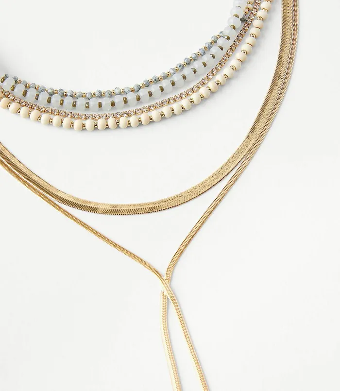 LOFT Beaded Layered Necklace Gold Women Jewelry