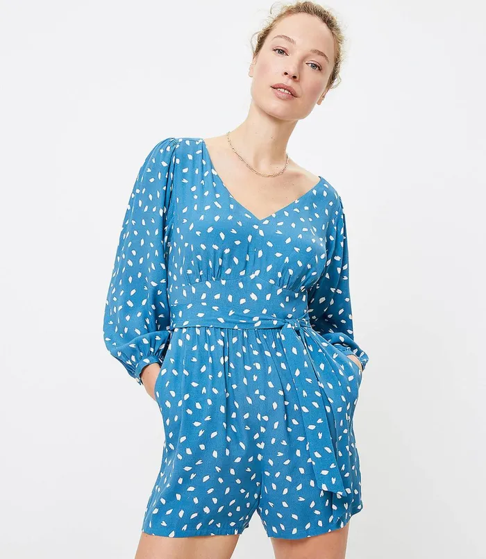 LOFT Brushstroke VNeck Romper Rivers End Women Jumpsuits and Rompers