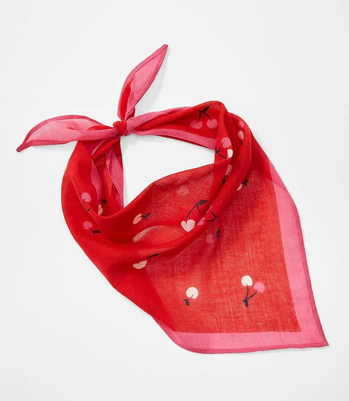 LOFT Cherry Triangle Bandana Fearless Red Women Wraps and Scarves
