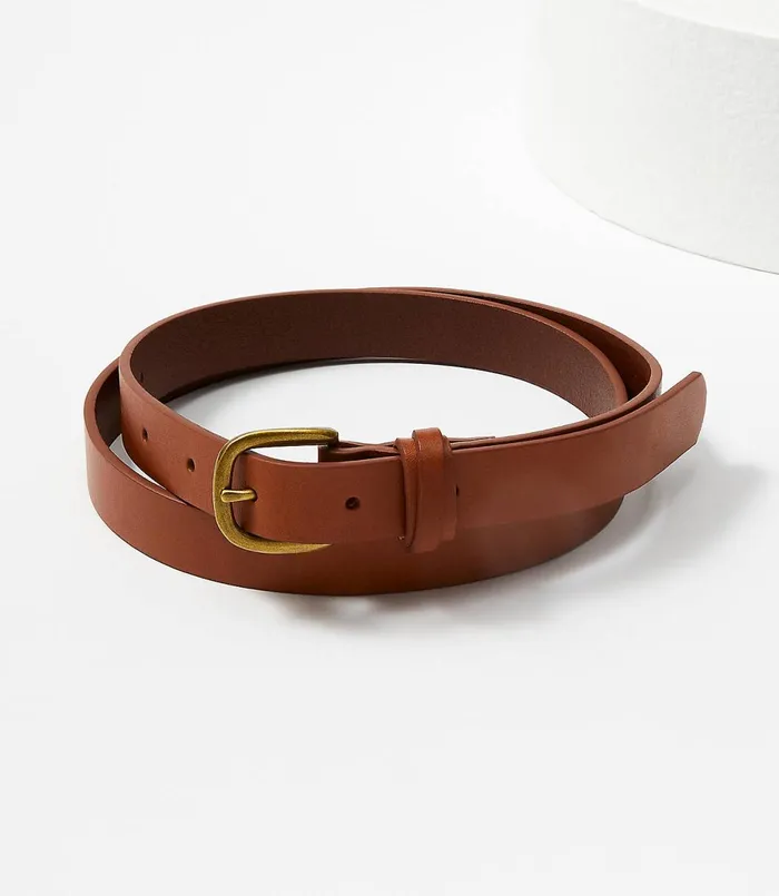 LOFT Criss Cross Keeper Leather Belt Brown Women Belts