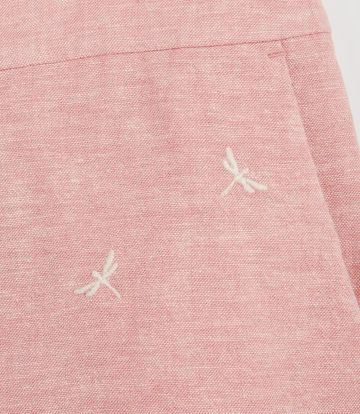 LOFT Embroidered Dragonfly Riviera Shorts Pink Melange Women Shorts