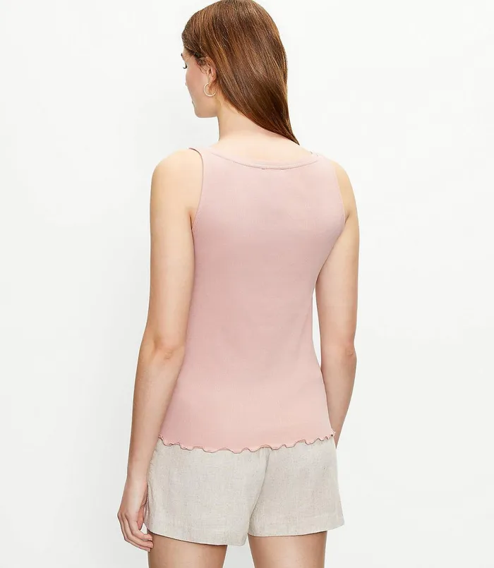 LOFT Floral Lace Trim Tank Top Blush Shadow Women Loungewear