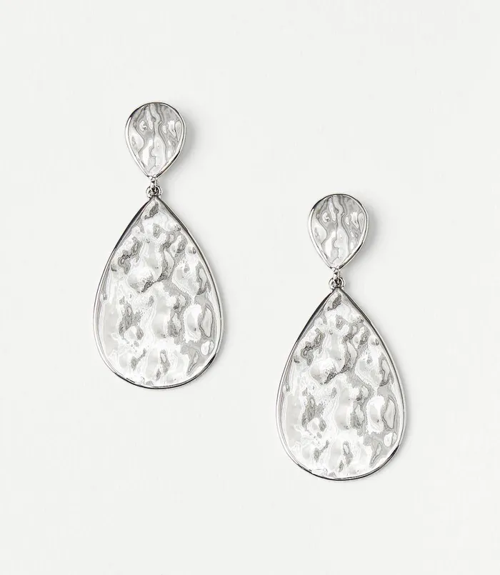 LOFT Hammered Drop Earrings Soft Silver Women Jewelry
