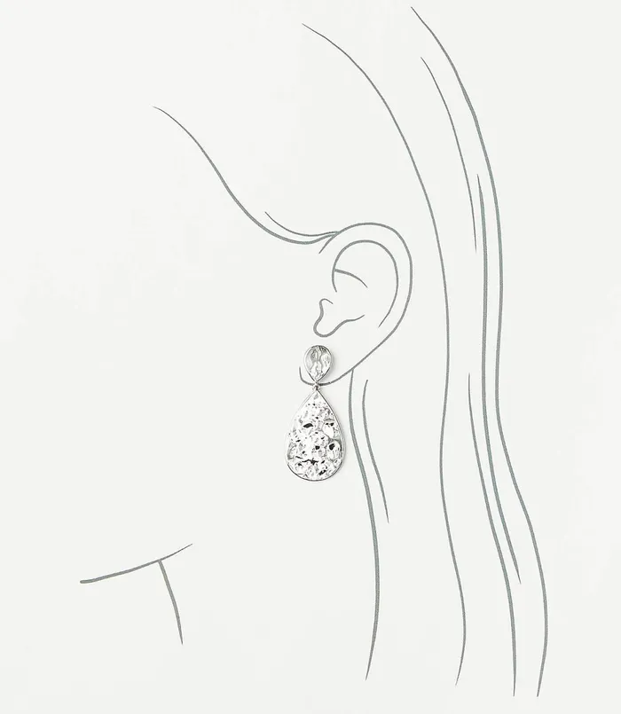 LOFT Hammered Drop Earrings Soft Silver Women Jewelry