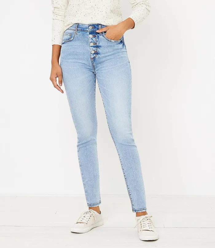 LOFT High Rise Skinny Jeans In Authentic Light Indigo Wash Authentic Light Indigo Wash Women Jeans LOFT High Rise Skinny Jeans In Authentic Light Indigo Wash Authentic Light Indigo Wash Women Jeans