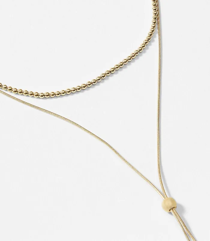LOFT Layered Ball YNecklace Gold Women Jewelry