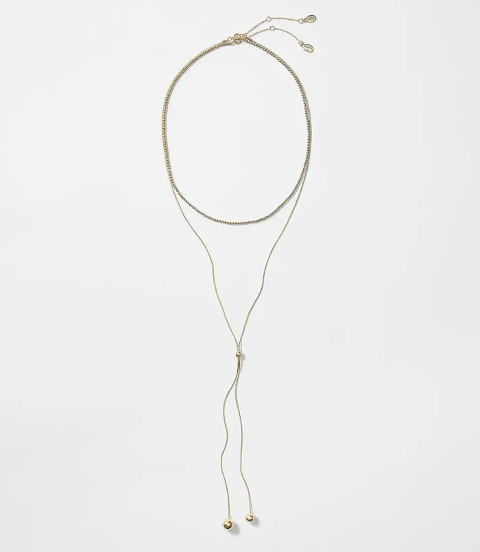 LOFT Layered Ball YNecklace Gold Women Jewelry