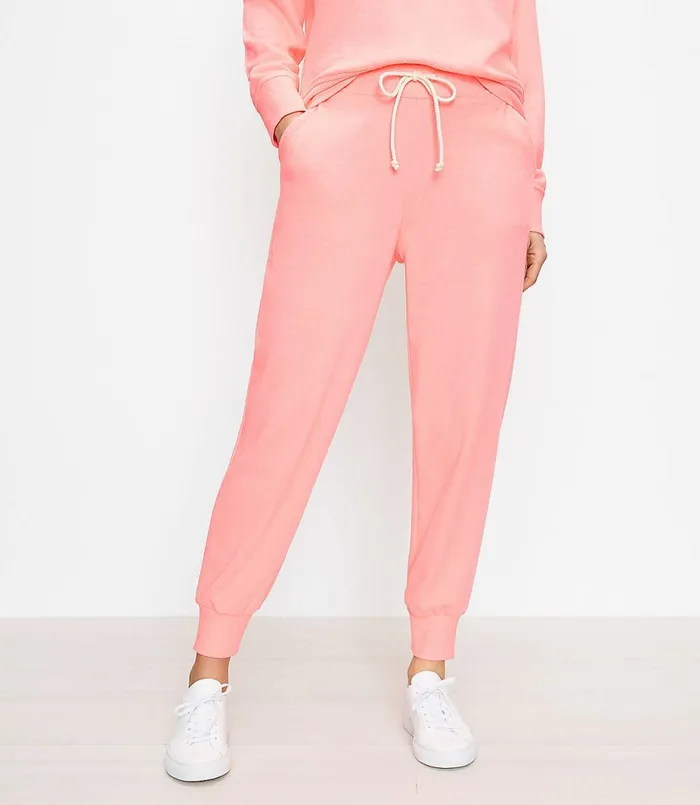 LOFT Lou and Grey Cozy Cotton Terry Sweatpants Neon Pink Women Loungewear