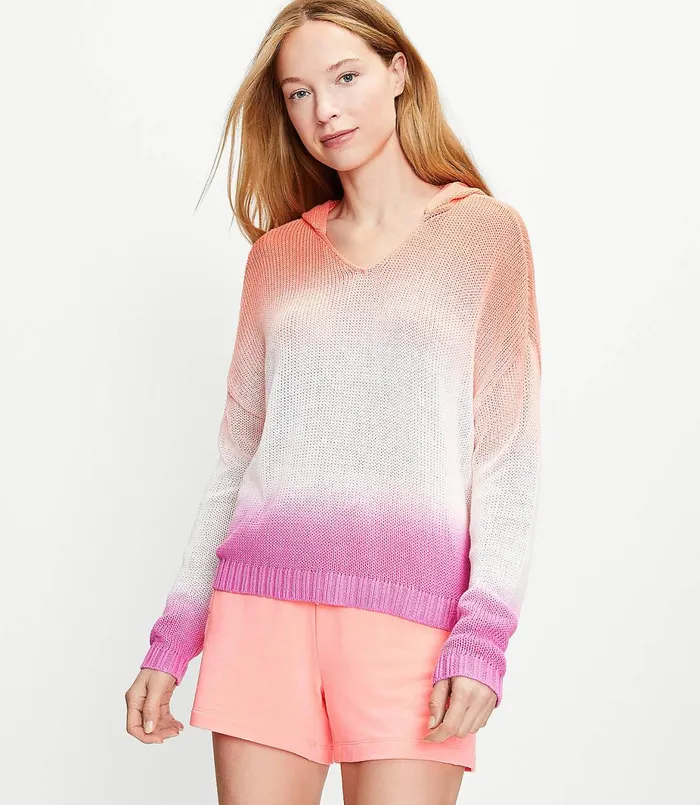 LOFT Lou and Grey Dip Dye Hoodie Sweater Lilac Punch Women Sweaters