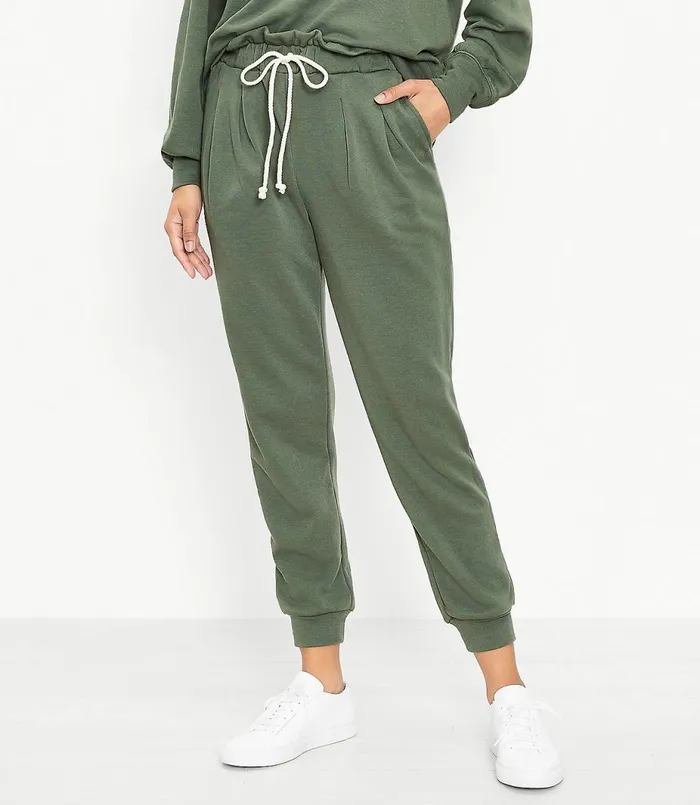 LOFT Lou and Grey Ruffle Terry Sweatpants Fresh Thyme Women Loungewear