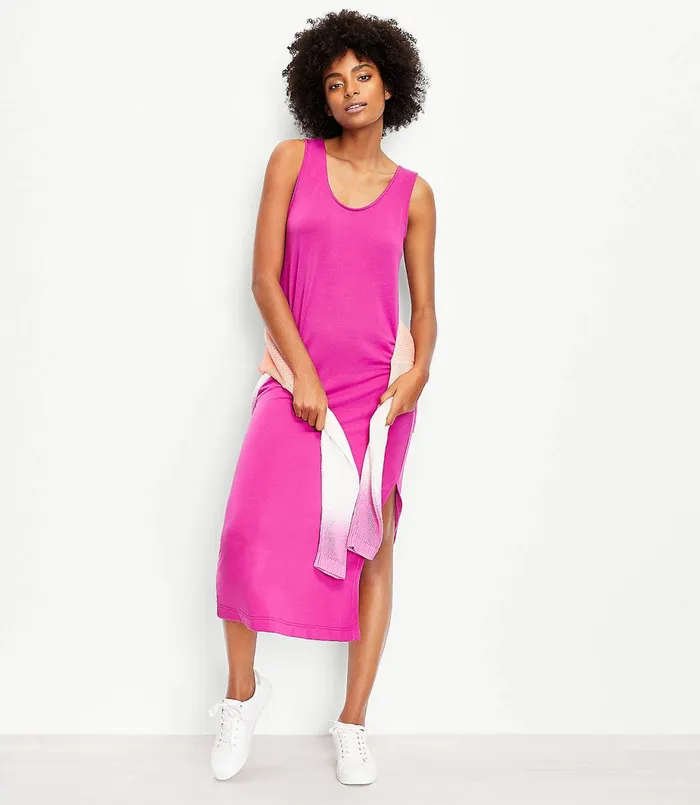 LOFT Lou and Grey Signature Softblend Tank Midi Dress Black Women Little Black Dresses