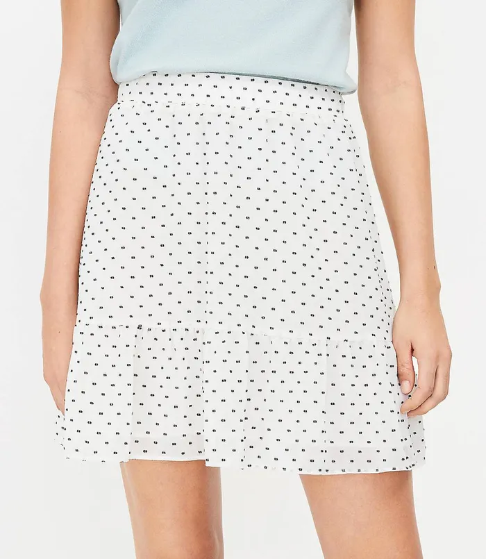 LOFT Petite Clip Dot Flippy Skirt Whisper White Women Petite Skirts