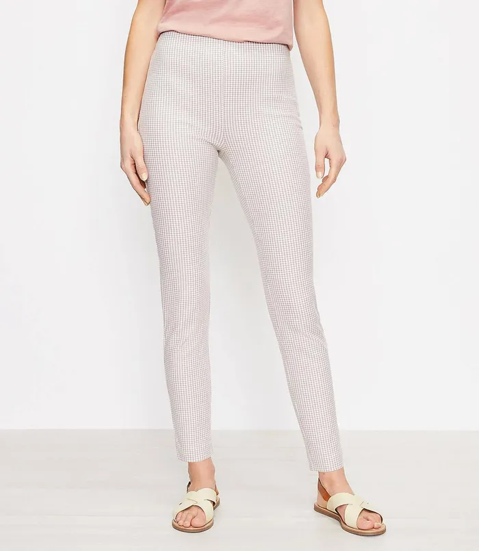 LOFT Petite Side Zip Skinny Pants In Check Neutral Multi Women Petite Pants