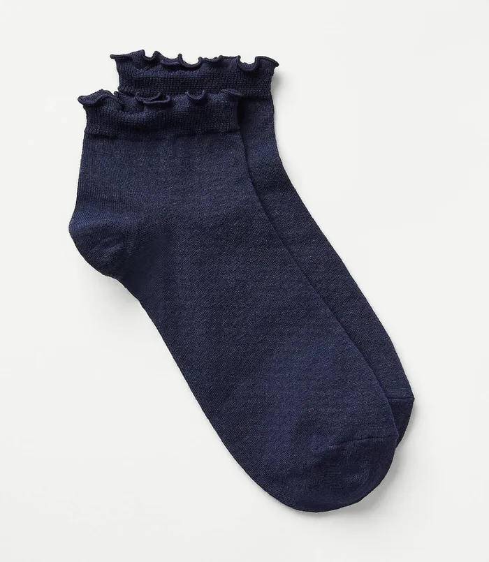 LOFT Ruffle Ankle Socks Light Forever Navy Women Socks